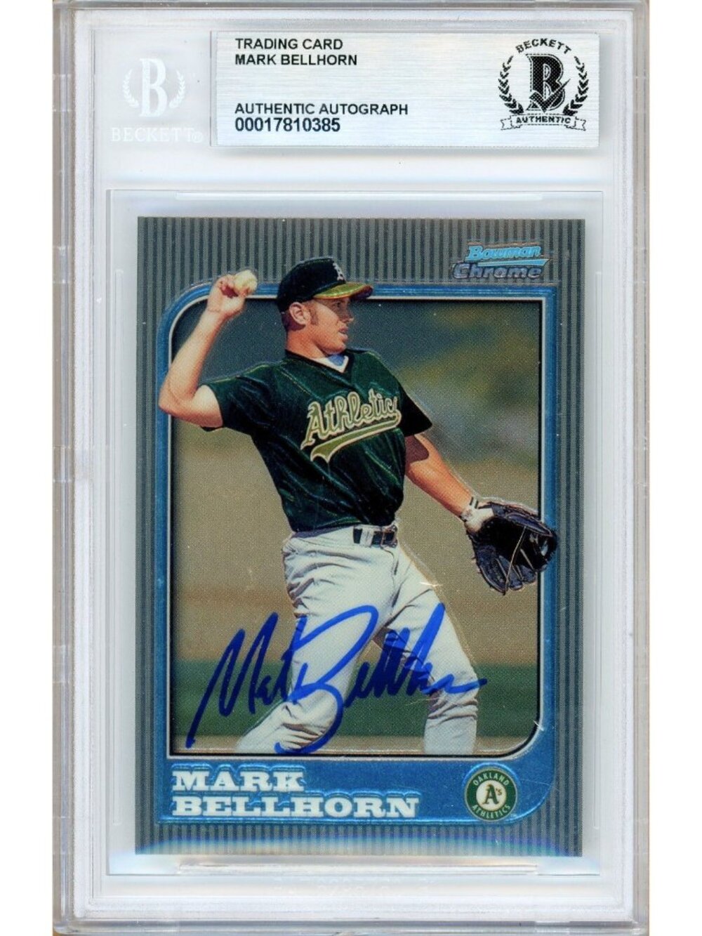 Mark Bellhorn Signed 1997 Bowman Chrome #163 Oakland Athletics BAS Slab Auto MLB